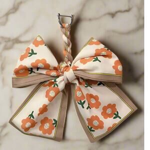Coquette Floral Orange Scarf Bow Purse Charm